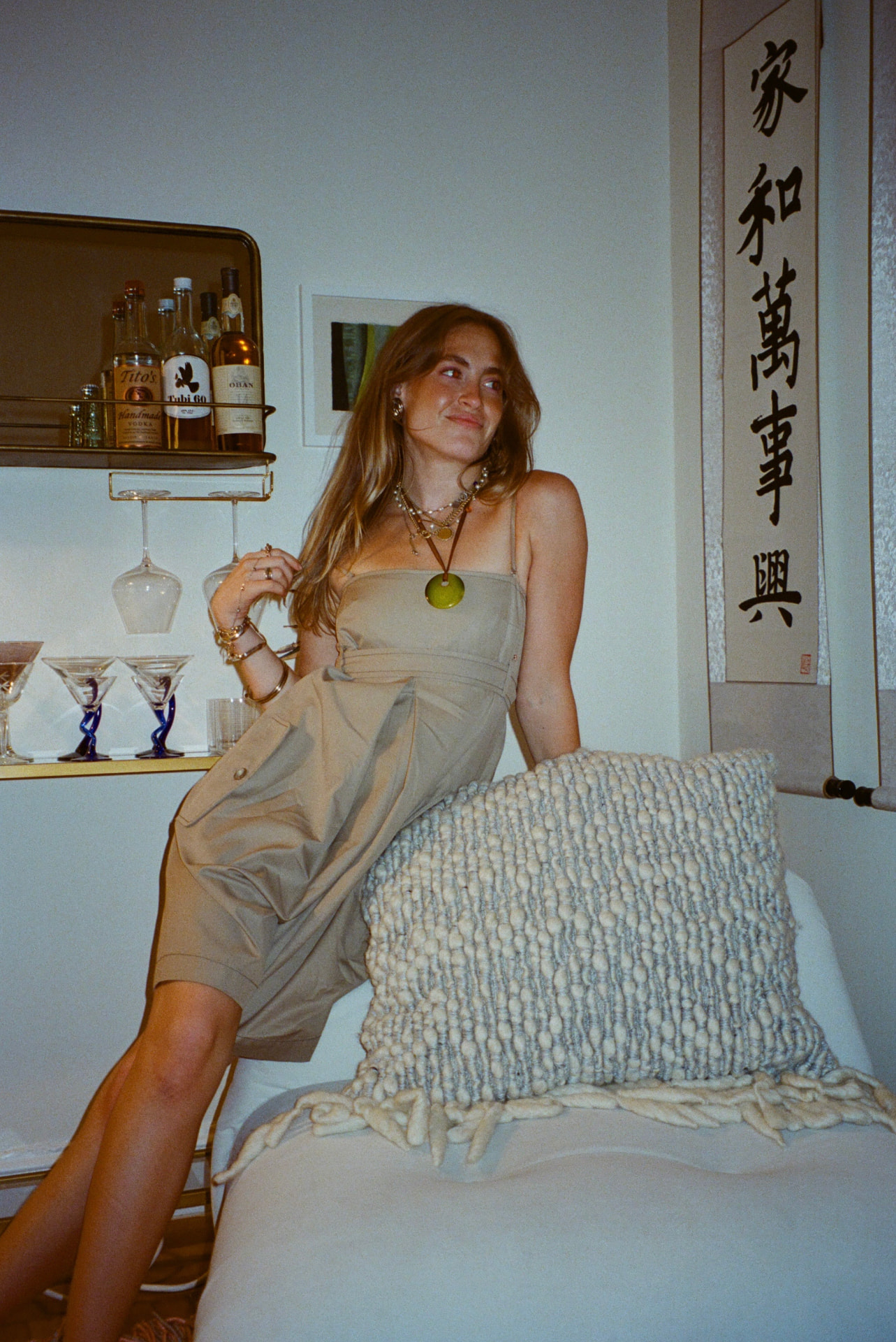 Editorial portrait in neutral home setting